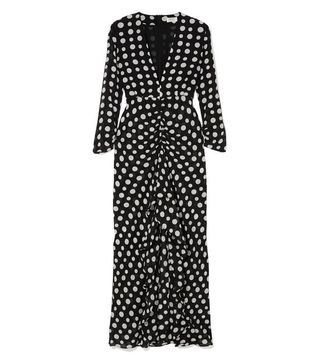 Rixo London + Adriana Ruffled Polka-Dot Silk-Crepe Midi Dress