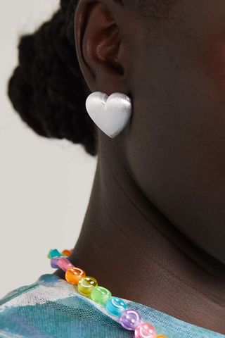 Crystal Haze Jewelry + Chrome Heart Silver-Tone Earrings