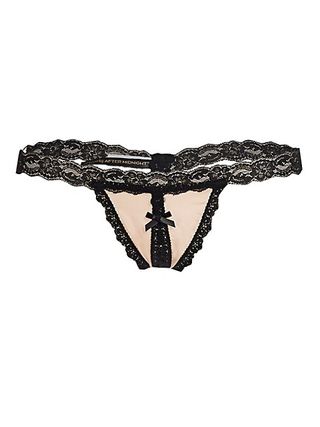 Hanky Panky + Nude Illusion Lace-Trimmed Mesh G-String Thong