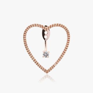 Yvonne Léon + 18K Rose Gold and Diamond Heart Earring