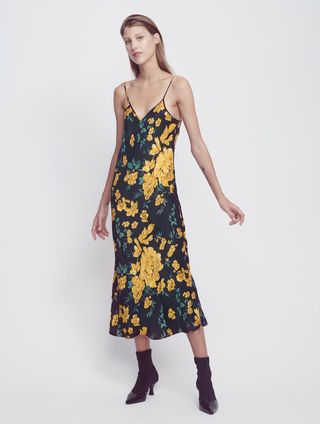 Silk Laundry + '90s Silk Slip Dress in Yellow Flora