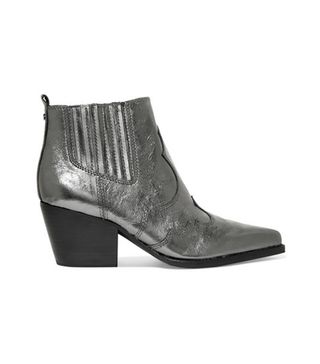Sam Edelman + Winona Metallic Textured-leather Ankle Boots