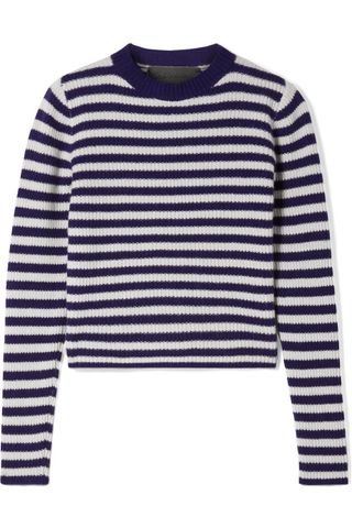 The Elder Statesman + Striped Ribbed Cashmere Sweater