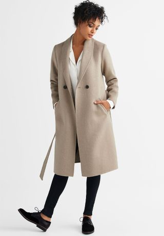 Ellos + Double-Breasted Wool-Blend Coat