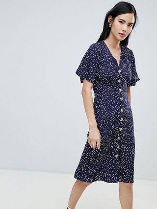 Wednesday's Girl + Button-Front Midi Tea Dress