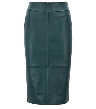 Hugo Boss + Lambskin Leather Pencil Skirt With Panelled Structure