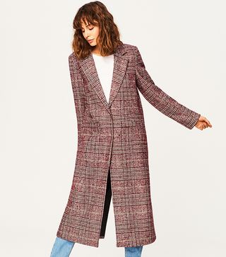 Reserved + Checked Wool Blend Coat