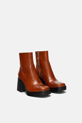 Zara + Chunky Heel Ankle Boot