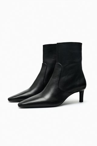 Zara + Zippered Heeled Ankle Boots