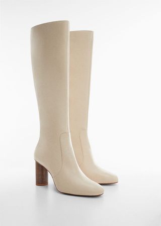 Mango + Round-Toe Leather Boots