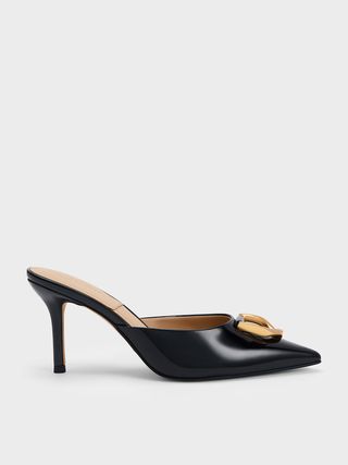 Charles 
Keith + Black Gabine Patent Leather Mules