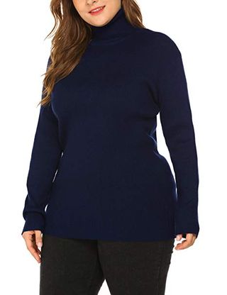 In'Voland + Turtleneck Lightweight Long Sleeve Top Rib Knit Pullover Sweater
