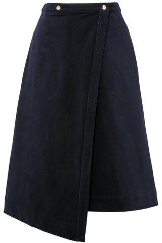 Acne Studios + Asymmetric Cotton-Blend Corduroy Wrap Skirt