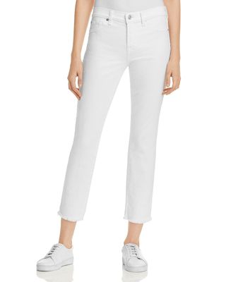 7 for All Mankind + Roxanne Raw Hem Ankle Jeans in White Fashion