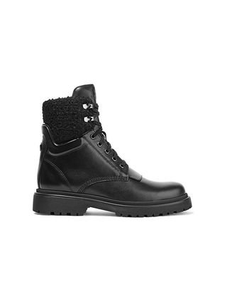 Moncler + Patty Shearling-Trimmed Leather Ankle Boots