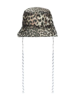Ganni + Leopard Print Bucket Hat
