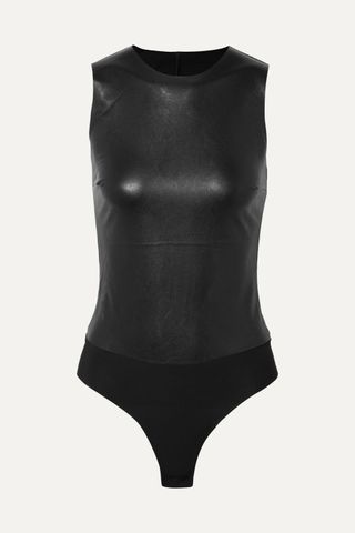 Commando + Faux Stretch-Leather and Stretch-Jersey Bodysuit