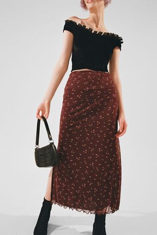 Urban Outfitters + Suki Mesh Midi Skirt