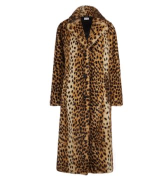 Warehouse + Long Leopard Faux-Print Coat