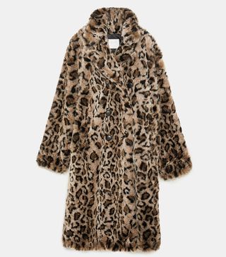 Zara + Textured Leopard-Print Coat