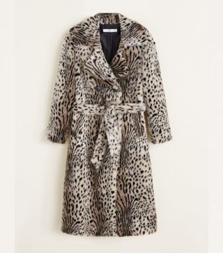 Mango + Leopard Faux-Fur Coat
