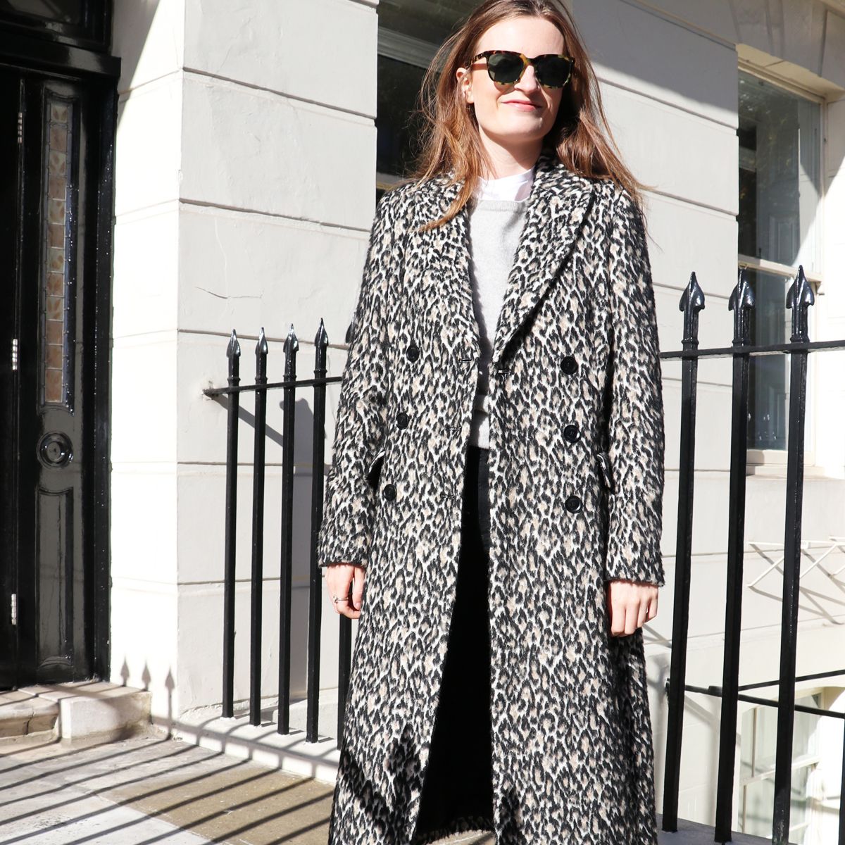 Black and outlet white leopard coat