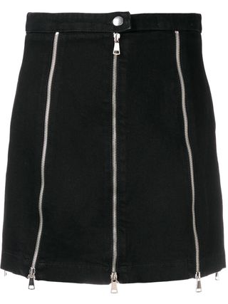 MCQ Alexander McQueen + Multiple-Zipper Denim Skirt