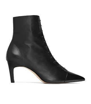 Zara + Lace-Up Leather High Heel Ankle Boots