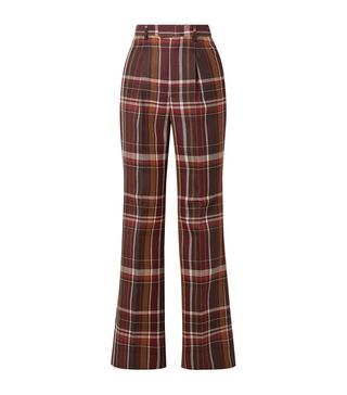 Acne Studios + Checked Wool and Silk-Blend Flared Pants