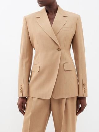 Burberry + Oblique-Front Wool Suit Jacket