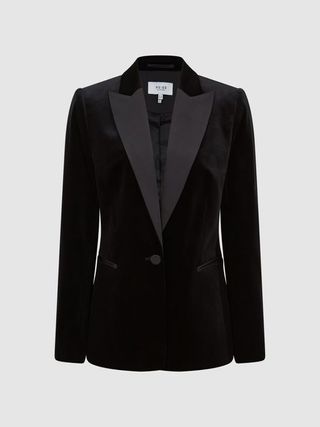 Reiss + Reiss Black Opal Single Breasted Velvet Blazer