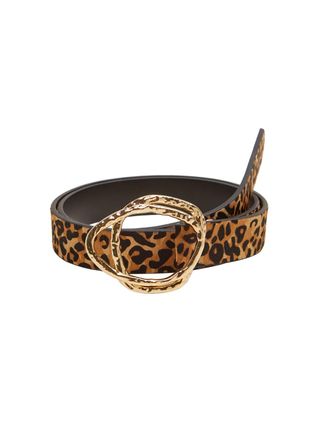 Mango + Leopard-Print Leather Belt