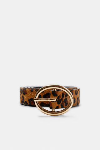Zara + Leather Animal Print Belt