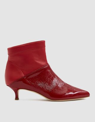 Tibi + Jean Textured Patent Ankle Boot