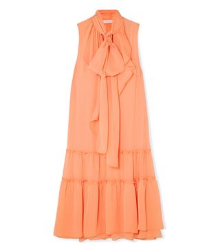 See by Chloé + Pussy-Bow Tiered Crepon Dress