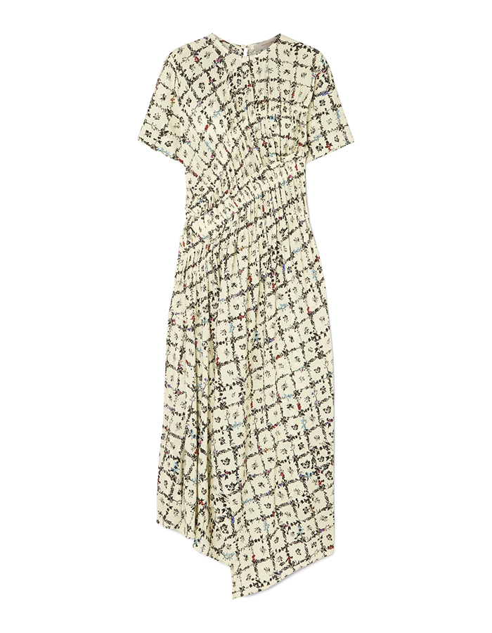 Preen Line + Keziah Asymmetric Floral-Print Crepe de Chine Midi Dress
