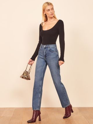 The Reformation + Vintage High Straight Jeans in Cydney