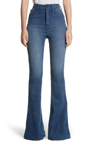 Brandon Maxwell + High-Waist Bell-Bottom Jeans