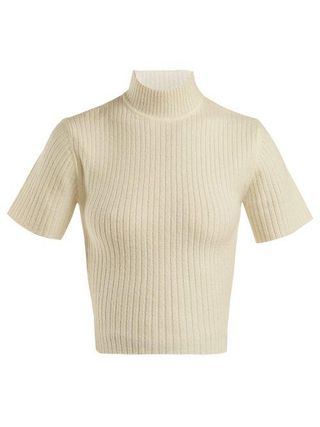 Staud + Claudia Cropped Cut-Out Sweater