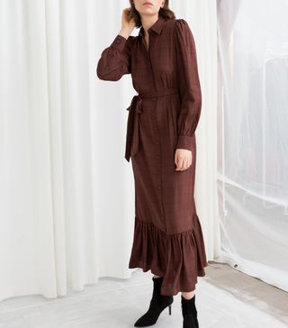 & Other Stories + Belted Ruffle Midi Dress