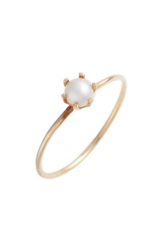 Poppy Finch + Pearl Solitaire Ring