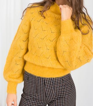 & Other Stories + Eyelet Knit Wool Blend Sweater