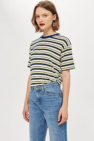 Topshop + Multicolour Stripe Boxy T-Shirt