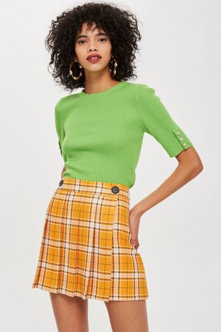 Topshop + Summer Check Kilt Mini Skirt