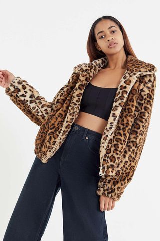 Urban Outfitters + Leopard Print Faux Fur Jacket