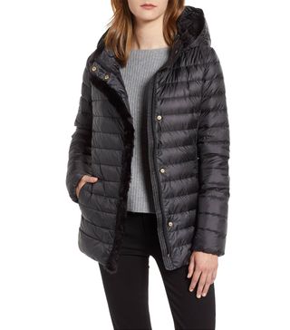 Cole Haan Signature + Quilted Down Jacket With Faux Fur Trim