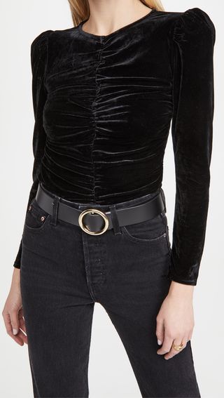 Line & Dot + Kris Ruched Velvet Top