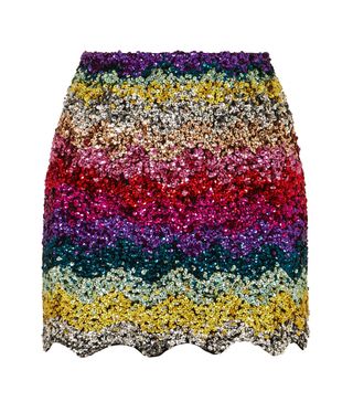 Ashish + Scalloped Sequined Cotton Mini Skirt