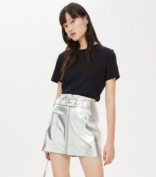 Topshop + MeTallic PU Mini Skirt