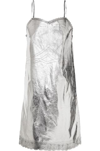 MM6 Maison Margiela + Metallic Lace-Trimmed Coated-Shell Dress